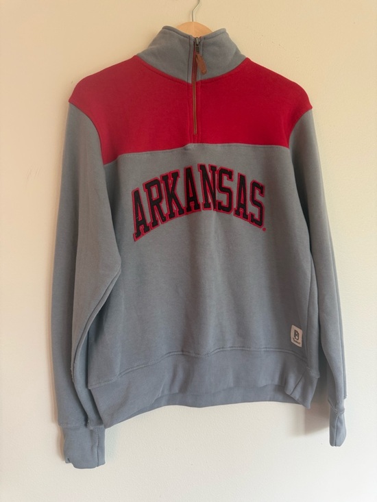 Pressbox Tops - Pressbox Arkansas Razorback Quarter- Zip Cozy Fleece Pullover Size Small